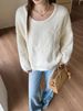 girl 2025 Autumn Winter New Embroidered Knitted Sweater Top Korean Style Loose Gentle Soft High-end Feel Pullover For Women_ecoleips.com