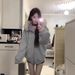 Blue Fur Collar Jacket Hooded Sweater Women's Autumn And Winter Lamb Wool Woolen Coat Thickened And Looks Good In Early Winter_ecoleips.com
