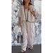 Women's Clothing Casual V Neck Loose Pocket Sleeve Cotton And Linen Suit_ecoleips.com