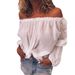 2026 Fall/Winter European And American Cross-Border Off-Shoulder Elastic Ruched Cotton Linen Solid Color_ecoleips.com