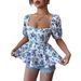 Women's Floral Print Shirt - Puff Sleeve Square Neck Casual Top (Breathable Cotton, Spring Summer Fashion, Versatile Blouse For Women)_ecoleips.com