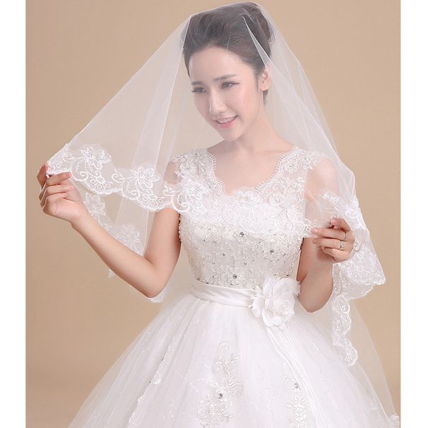 Bridal Veil Korean Lace Long Veil 1.5 Meters Veil Wedding Tail White Veil Wedding Accessories_ecoleips.com