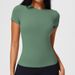 Women's Slim Fit High Elasticity T-Shirt Summer Short Sleeve Straight Shoulder Fitness Sports Yoga Top_ecoleips.com