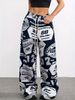 Women's High Waist Loose Casual Trousers 2025 Cross Border European Style Autumn Winter Clothing with Pockets Street Print Hot Girl Fashion_ecoleips.com