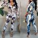 Women's European American Style Printed Lapel Jumpsuit Long Sleeve Slim Two Piece Set Fashion Autumn Winter New Arrivals_ecoleips.com