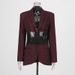 Women's V-Net Sheer Blazer – Chic & Edgy (Oversized Fit, Mesh Detail, Fashion-Forward Statement Piece)_ecoleips.com