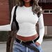 Women's Clothing Y2K Long Sleeve Vest T-Shirt Solid Color Casual Elegant Fashion Autumn Winter Top For Adults_ecoleips.com