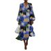 Women's V-Neck Dress Summer Fashion Floral Puff Sleeve Dress_ecoleips.com