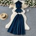 Women’s Clothing French Style Age Reducing Suit For Women In Summer, Light Mature Style, Pleated Waist, Lapel Sleeveless Denim Top + High Waist Skirt_ecoleips.com