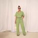 Women's Clothing Solid Color Short Sleeved Shirt Collar Top Long Casual Wide Leg Pants Suit_ecoleips.com
