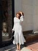 Elegant Women's Long Sleeve Coffee Dress with Ruffle Skirt Polka Dot Slim Waist round Neck Spring Summer Style 2026 Cross Border_ecoleips.com