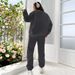 Trendy Gradient Letter Print Fleece-Lined Tracksuit Set - Winter Warmth & Stylish Comfort For Men And Women_ecoleips.com