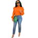 Women's Elegant Long Blouse Stand Collar Puff Sleeves Back Tie Detail Flowy Oversized Fit for Casual And Dressy Occasions 5 Colors S-XL_ecoleips.com