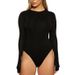 Sexy Long-sleeved Nightclub Solid-color Leggings Jumpsuit, Spring And Autumn Round Neck Home Women's Pants_ecoleips.com