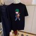 White Short Sleeve T-Shirt for Women Loose Fit round Neck Versatile Cartoon Print Youthful Trendy Summer Top_ecoleips.com