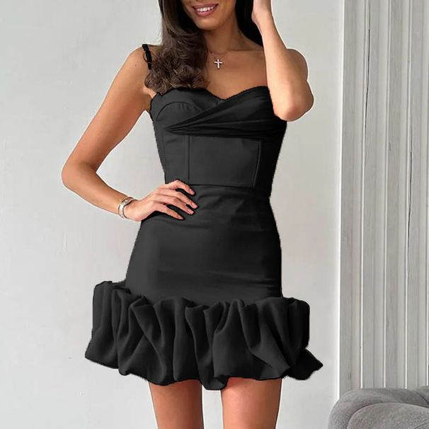 Women's Clothing Summer Sexy Pleated Skirt Suspender Dress Slim Temperament Dress Short Skirt_ecoleips.com