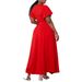 N8078 Women's Fashion 2025 Spring/Summer New Solid Color Bell Sleeve V-neck Split Two-piece Set_ecoleips.com