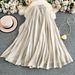 White Yamamoto Style Long Skirt for Women High-Waisted Slimming Flowing Full Skirt Versatile Petite Summer New Style 2025_ecoleips.com