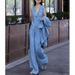 girl 2025 Spring And Autumn New Old Money Style Fashion Linen Blue Suit Vest For Women With Wide-Leg Pants Professional_ecoleips.com