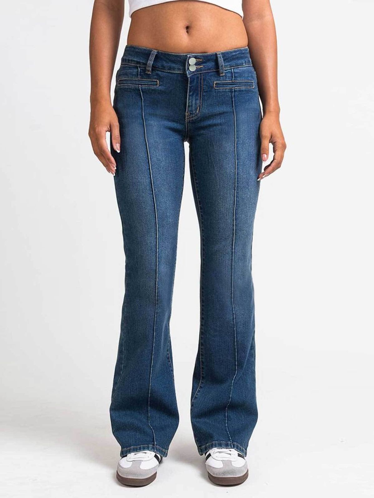 Women's Casual Stretch Denim Jeans – Embroidered Slim Fit Trousers With Comfortable Elastic Waist_ecoleips.com