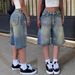 Women's Patterned Rhinestone Denim Shorts High Street Trendy Casual Five Point Pants Stella Pumpkin Pants_ecoleips.com