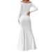 Women's Clothing One Shoulder Floor Length Sexy Slim Fashion Solid Color Long Sleeved Belly Revealing Maternity Dress_ecoleips.com