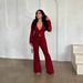 Spring Summer Women's Lace Top And Pants Two Piece Set Long Sleeved Hollow Out Cardigan Tie Waist American Style_ecoleips.com