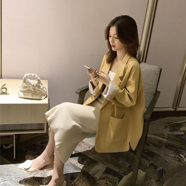 ng2510292 Women's Blazer 2025 Spring And Autumn Mid-Length Korean Style Popular Loose Casual Versatile Internet Celebrity Coat Top_ecoleips.com