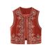 Women's Clothing Style Women's Retro Fashion Casual Embroidered Velvet Vest For Formal & Casual For Women_ecoleips.com