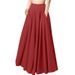 Women's A-Line Pleated Skirt – Stretchy Waistband & Flowy Mid-Length Design | Versatile Solid Colors For Casual & Office Wear_ecoleips.com