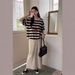 K New Women's Fashion Set Short Sleeve T-shirt+High Waist Half Skirt Two Piece Set. No Necklaces Or Other Accessories_ecoleips.com
