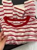 Super Stylish Red Striped Ice Silk Knitted Long-sleeve Sun Protection Shirt Women, Suitable For Early Autumn,_ecoleips.com