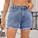 Summer Women's Adjustable Waist Denim Shorts Versatile Washable Solid Color Polyester England Style Fashion Spring/Autumn Clothing_ecoleips.com