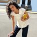 Women's New Fashion Temperament Round Neck Pullover Slim-fitting Versatile Small Flying Sleeve Top_ecoleips.com