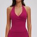 Women's Cross-Over V-Neck Halter Neck Yoga Vest Tight Fitting Brushed Back Sports Top For Outdoor Running Fitness_ecoleips.com
