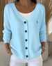 Elegant V-Neck Button Cardigan For Women - Lightweight Knit Sweater With Relaxed Fit, Versatile Layering Piece (S-5XL, 7 Colors)_ecoleips.com