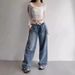Women's Clothing Waist Jeans Retro Niche Design Loose Wide Leg Pants Simple Casual Straight Pants_ecoleips.com