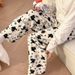 Black Cat Cartoon Pajamas Pants Kawaii Christmas PJS Korean Women Winter Warm Fluffy Flannel Sleepwear Girls Cute PJ Pants_ecoleips.com