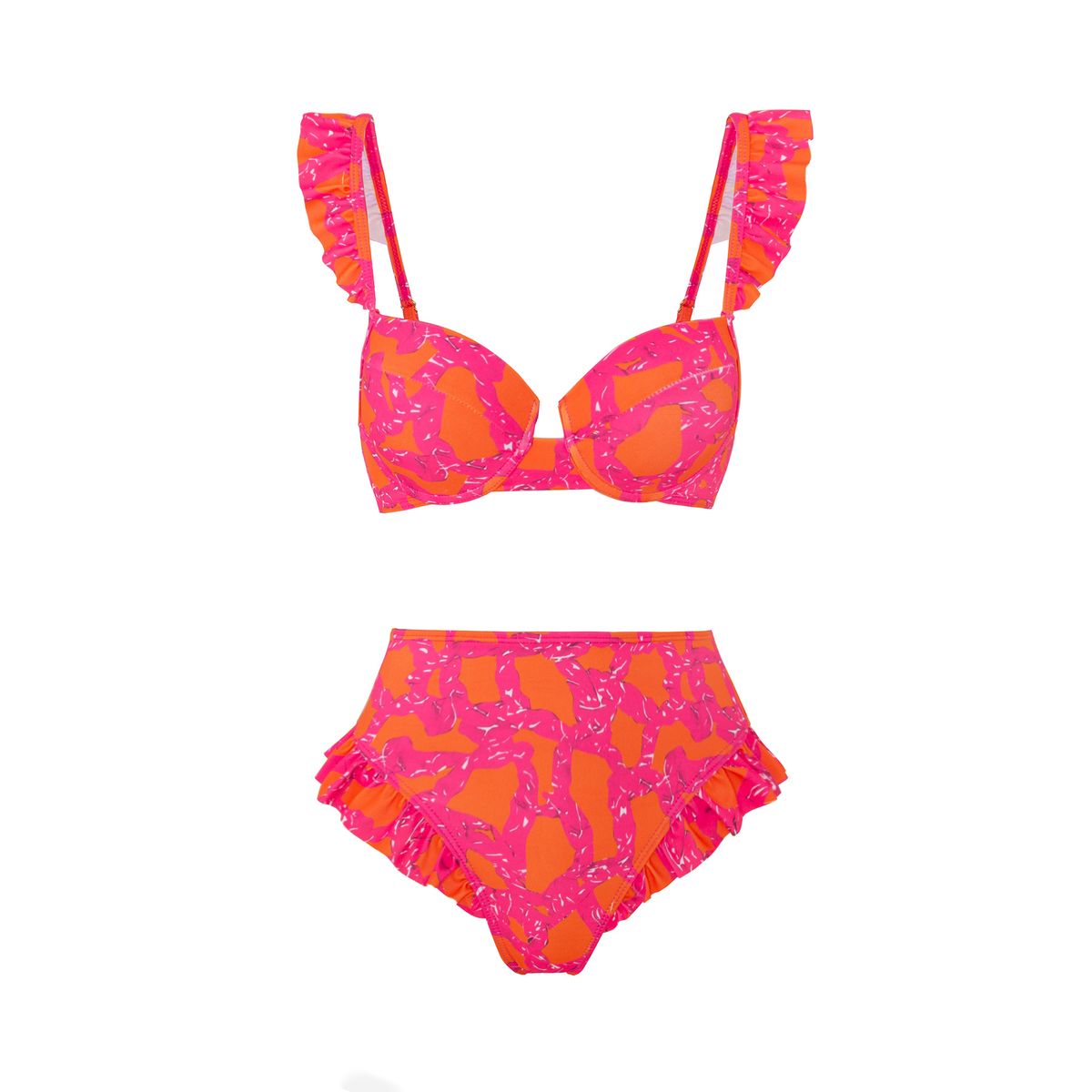 Women's Clothing Spot New Style Gathered Three Piece Bikini Sexy High Waist Bikini Split Swimsuit Women's Suit Mesh Long Skirt_ecoleips.com