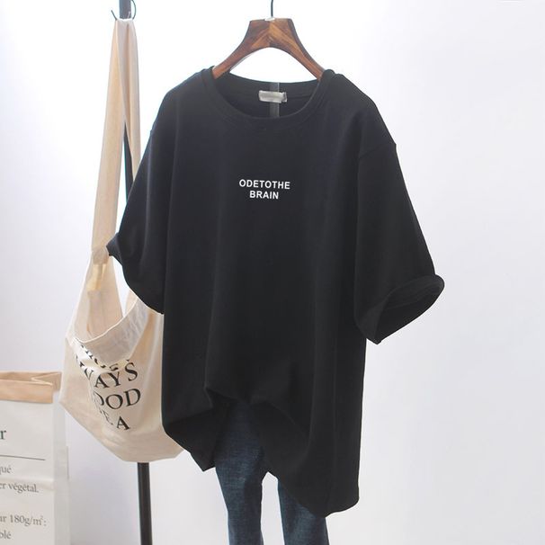 Women's White Mid-Length T-Shirt Loose Fit plus Size Relaxed Style Summer New Short-Sleeved Base Layer Top Instagram Style_ecoleips.com