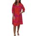 2025 Independent Site European And American V-neck Printed Three-Quarter Sleeve Floral Women's Dress_ecoleips.com