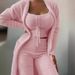 Cozy 3-Piece Loungewear Set Women's Fuzzy Tie-Front Cardigan With Top And Wide-Leg Pants, Soft Casual Outfit_ecoleips.com