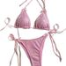 Women's Clothing Sexy Solid Color Bow Bikini Bikini Women's Beach Vacation_ecoleips.com