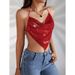 Cross-border Foreign Trade Women's Clothing Sexy Sequin Camisole Backless Lace-up Halter Top For Women Summer In_ecoleips.com