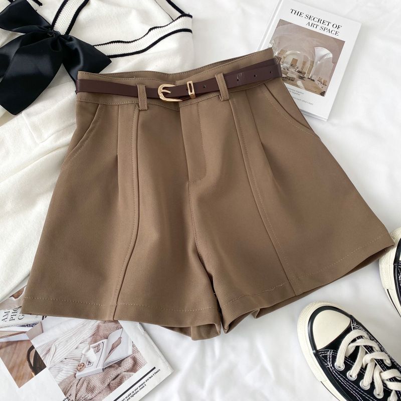 Women's High-Waisted A-Line Wide-Leg Casual Shorts Korean Style Retro Spring New 2026 New Style Simple Bottoms_ecoleips.com