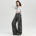Aria Basics Orange Silk Women's Clothing#American Style Hot Girl Camouflage Waist Wide Leg Casual Women Autumn New High Street_ecoleips.com