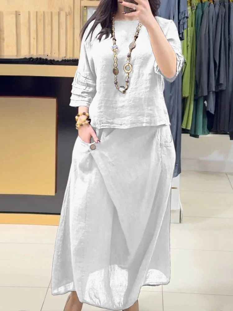 Women's Clothing Casual Solid Color Loose Skirt Two Piece Set_ecoleips.com