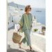 Summer Women's 3D Printed Striped Color Block Top Mid Sleeve Round Neck Casual Mid Waist Straight Suit American Style_ecoleips.com