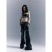Cross-border Design Street Punk Heavy-duty Low-waist Flared Jeans For Women, 2025 Spring, Studded Vintage Washed Denim_ecoleips.com
