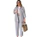 Aria Basics Aria Basics European American Women's Clothing Set 2023 Autumn Loose Casual Fashion Long-sleeve Shirt With Tie And Cropped Pants_ecoleips.com